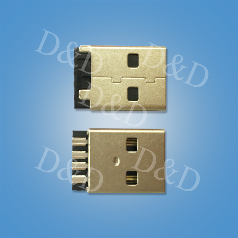 USB-A公一體式--鐵殼接地-黑色